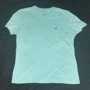 Nautica V-neck T-shirt, Slim Fit (Light Blue, M)